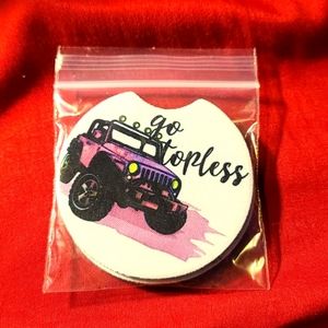 Jeep purple “Go Topless” car coasters 2pack new